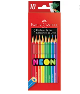 Lápis de Cor EcoLápis Neon 10 Cores Faber-Castell PT 1 UN