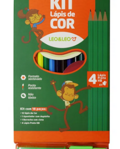 KIT LAPIS DE COR 12 CORES 4 PEÇAS VERDE